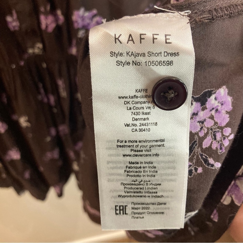 KAFFE Sz 34 Kajava Ruffle Neckline Hem Buttons Ditzy Floral Tunic Dress NEW - Picture 11 of 16